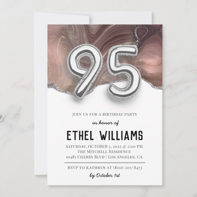Invitation à la fête d'anniversaire de 95 ans (Devant)
