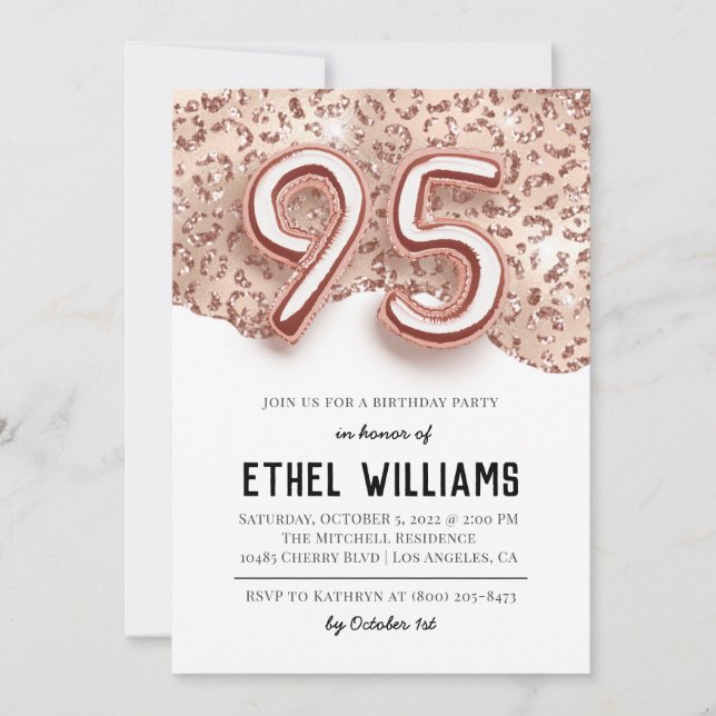 Invitation à la fête d'anniversaire de 95 ans (Devant)