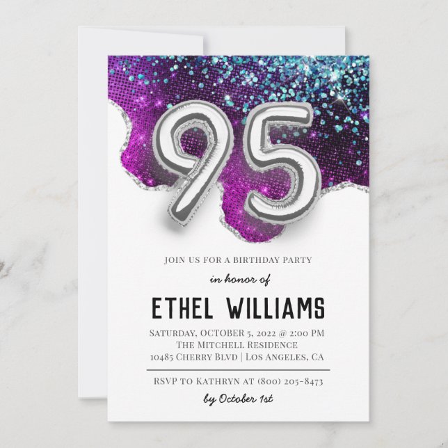 Invitation à la fête d'anniversaire de 95 ans (Devant)
