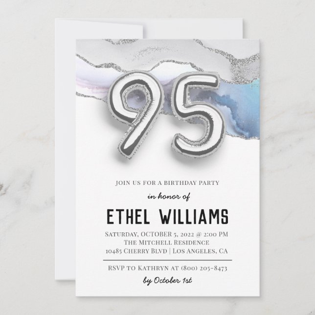 Invitation à la fête d'anniversaire de 95 ans (Devant)