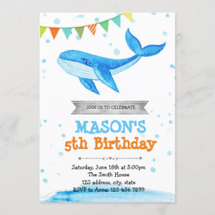 Invitation à la fête d'anniversaire de baleine