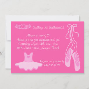 Invitation à la fête d'anniversaire de Ballerina