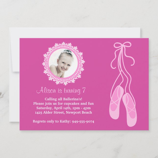 Invitation à la fête d'anniversaire de Ballerina (Devant)