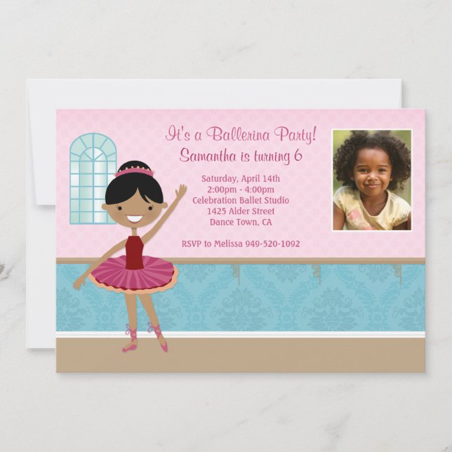 Invitation à la fête d'anniversaire de Ballerina (Devant)