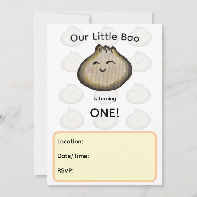 Invitation à la fête d'anniversaire de Bao Dumplin (Devant)