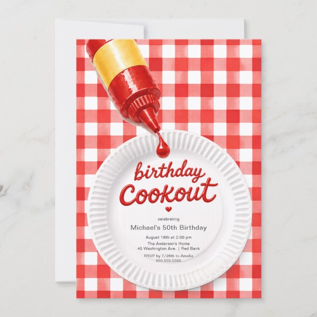 Invitation à la fête d'anniversaire de barbecue (Devant)