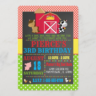 Invitation à la fête d'anniversaire de Barnyard Fa