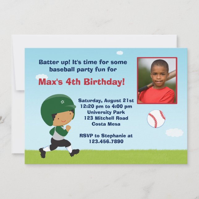 Invitation à la fête d'anniversaire de baseball (Devant)