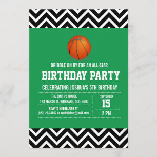 Invitation à la fête d'anniversaire de basket-ball
