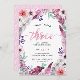 Invitation à la fête d'anniversaire de Boho 3e an