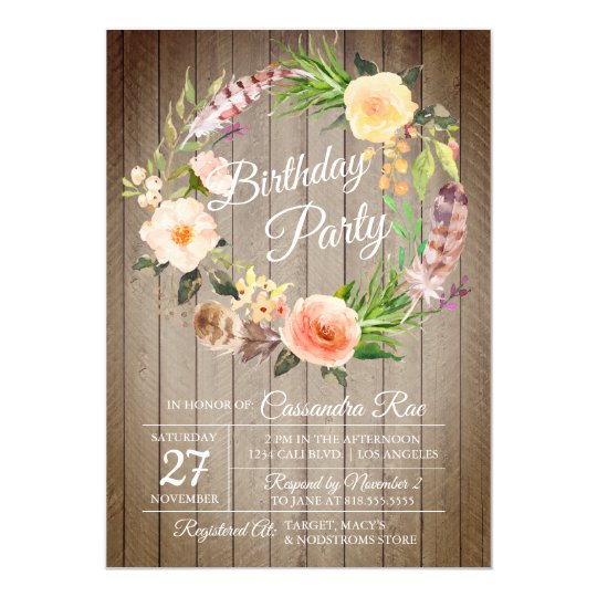 Invitation A La Fete D Anniversaire De Boho Chic Zazzle Fr