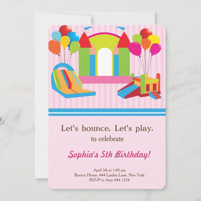 Invitation à la fête d'anniversaire de Bounce Hous (Devant)