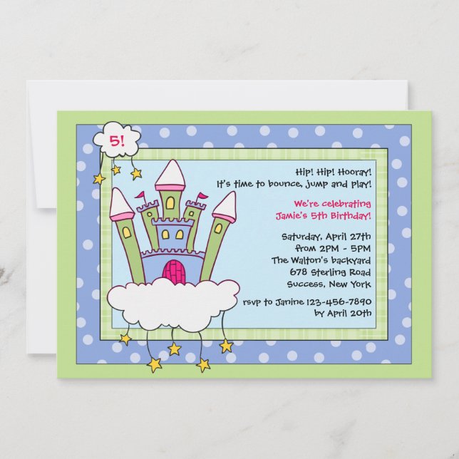 Invitation à la fête d'anniversaire de Bounce Hous (Devant)