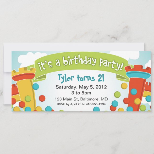 Invitation à la fête d'anniversaire de Bounce Hous (Devant)