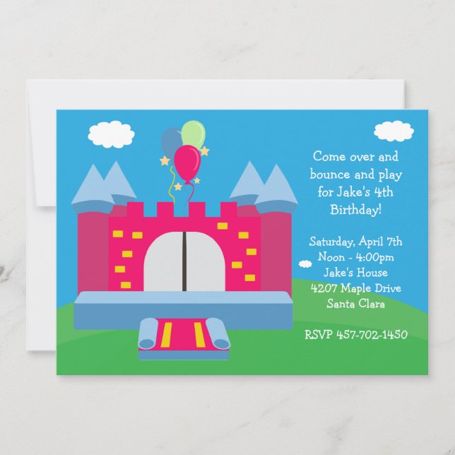 Invitation à la fête d'anniversaire de Bounce Hous (Devant)