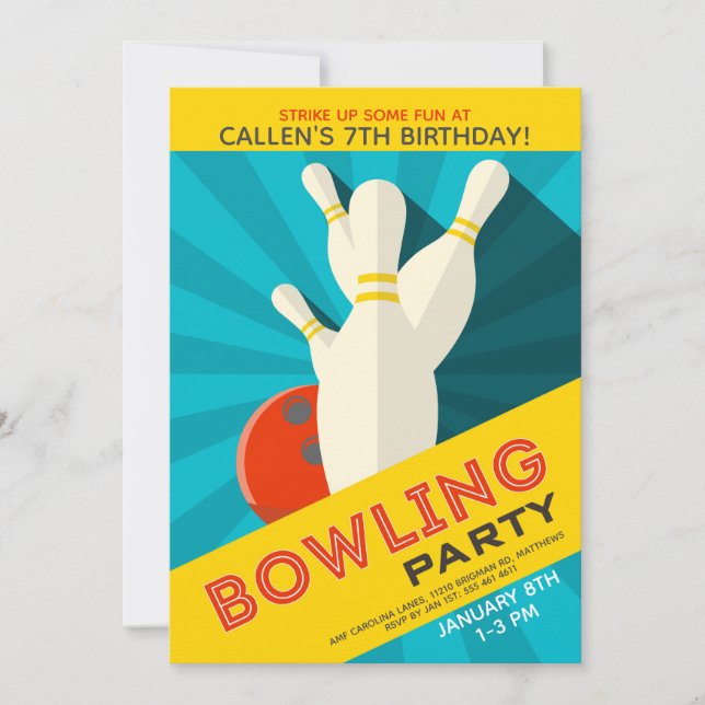 Invitation à la fête d'anniversaire de Bowling (Devant)