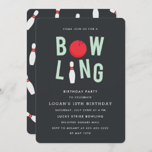 Invitation à la fête d'anniversaire de Bowling Fun