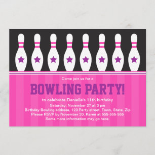 Invitation à la fête d'anniversaire de bowling pou