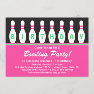 Invitation à la fête d'anniversaire de bowling pou
