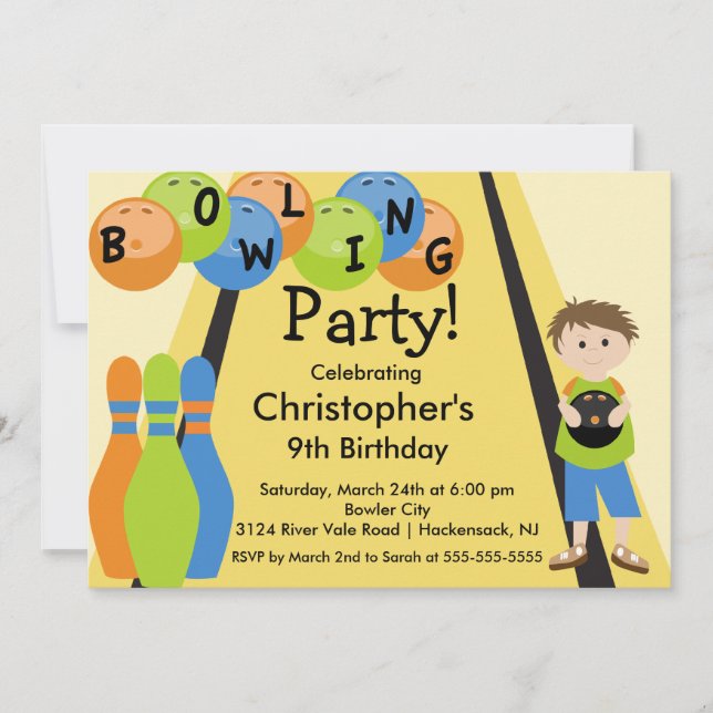 Invitation à la fête d'anniversaire de Bowling Ret (Devant)