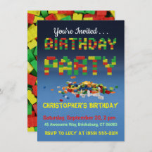 Invitation à la fête d'anniversaire de Brickbuilde