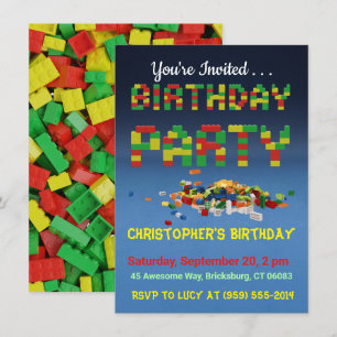 Invitation à la fête d'anniversaire de Brickbuilde