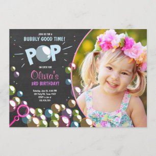 Invitation à la fête d'anniversaire de Bubble POP