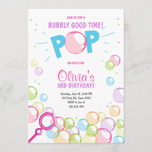 Invitation à la fête d'anniversaire de Bubble POP 