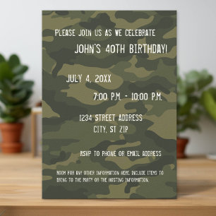 Invitation à la fête d'anniversaire de Camo