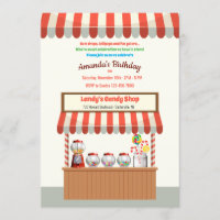 Invitation à la fête d'anniversaire de Candy Bar