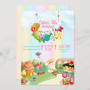 Invitation à la fête d'anniversaire de Candy land