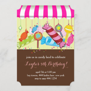 Invitation à la fête d'anniversaire de Candyland