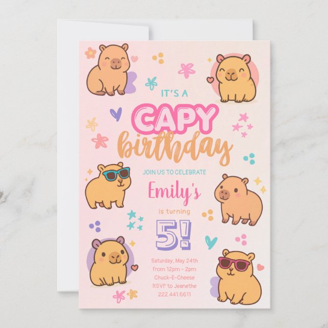Invitation à la fête d'anniversaire de Capybara (Devant)