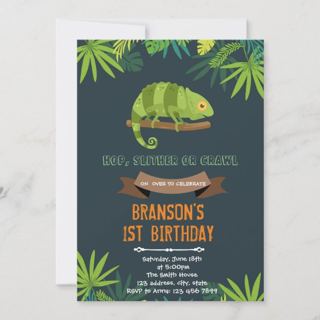 Invitation à la fête d'anniversaire de Chameleon (Devant)