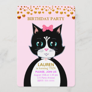 Invitation à la fête d'anniversaire de chat en smo
