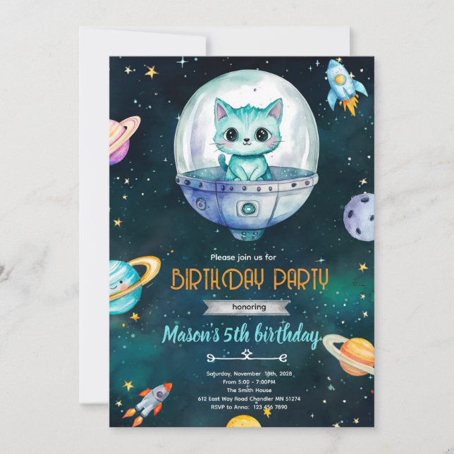 Invitation à la fête d'anniversaire de chaton de g (Devant)
