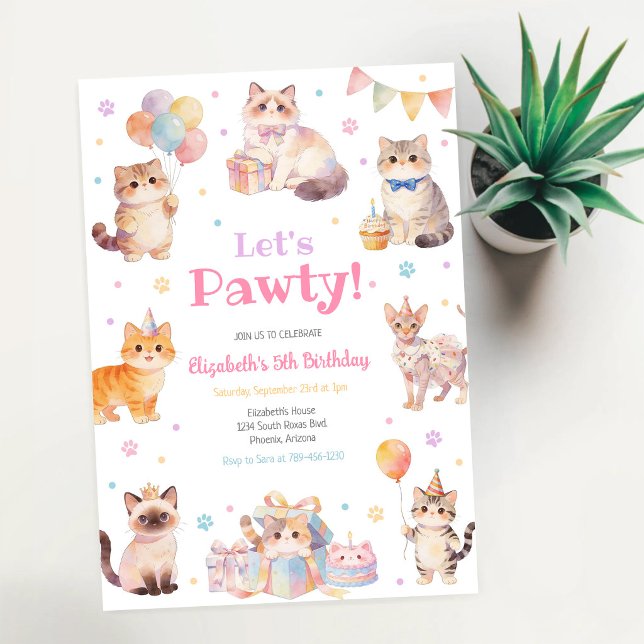 Invitation à la fête d'anniversaire de chaton Let' (Créateur téléchargé)