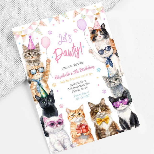 Invitation à la fête d'anniversaire de chaton, Let (Créateur téléchargé)
