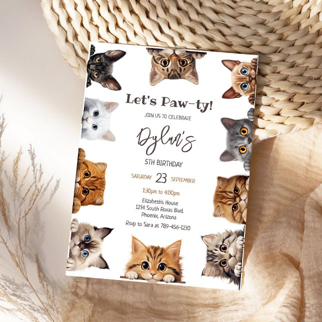 Invitation à la fête d'anniversaire de chaton, Let (Créateur téléchargé)