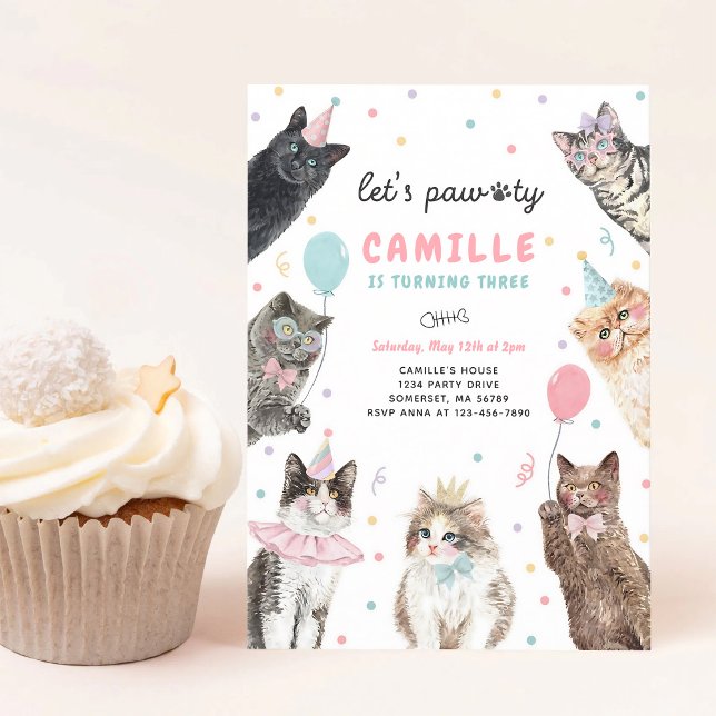 Invitation à la fête d'anniversaire de chaton, Let (Créateur téléchargé)