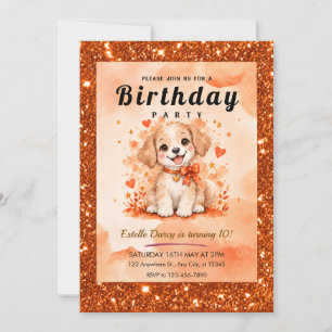 Invitation à la fête d'anniversaire de chien orang
