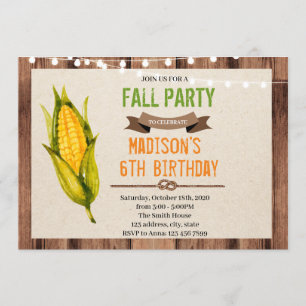 Invitation à la fête d'anniversaire de Corn