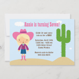 Invitation à la fête d'anniversaire de Cowgirl