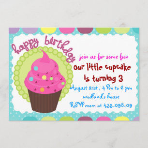 invitation à la fête d'anniversaire de cupcake