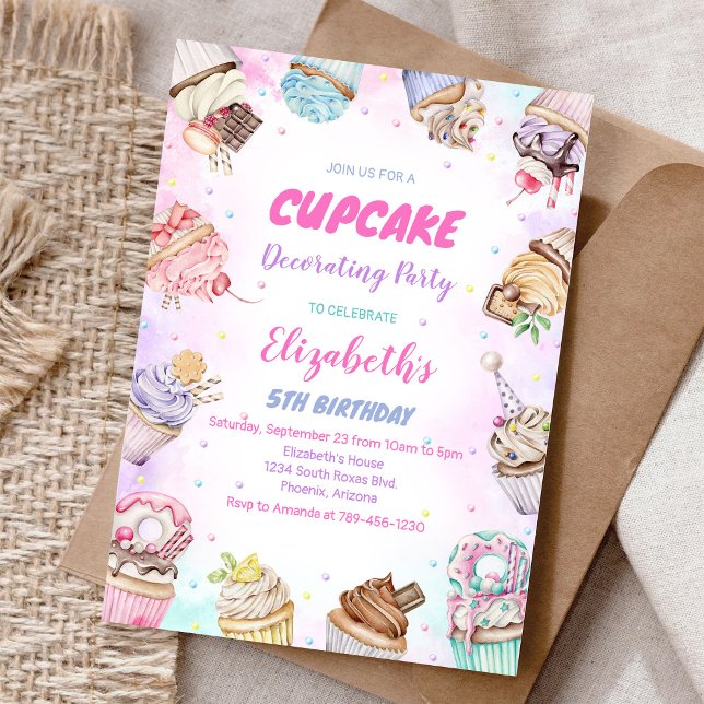 Invitation à la fête d'anniversaire de Cupcake Suc (Créateur téléchargé)