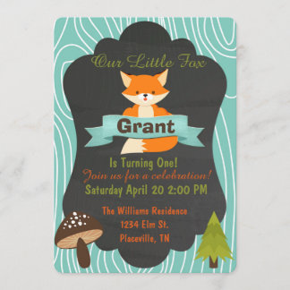 Invitation à la fête d'anniversaire de Cute Fox Wo