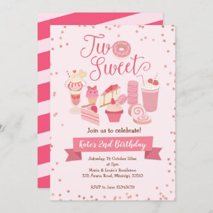 Invitation à la fête d'anniversaire de deux filles