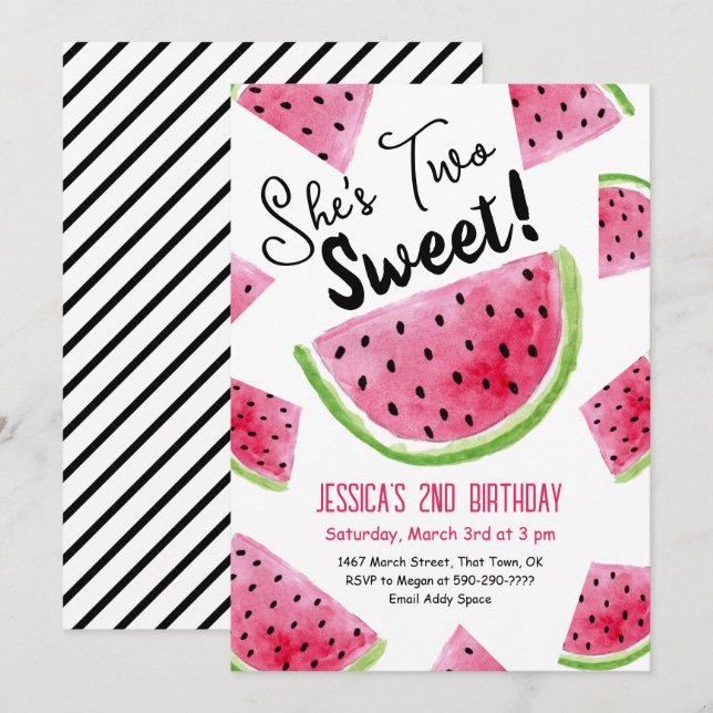 Invitation à la fête d'anniversaire de deux melons (Devant / Derrière)