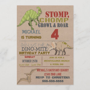 Invitation à la fête d'anniversaire de Dinosaur