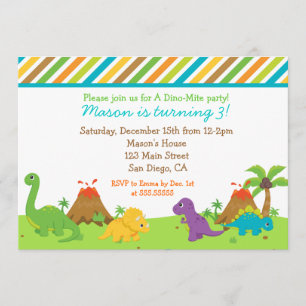 Invitation à la fête d'anniversaire de Dinosaur